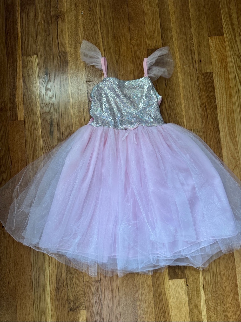 Girls' Sparkle Pink Sequin Tulle Costume Dress with Matching Cape